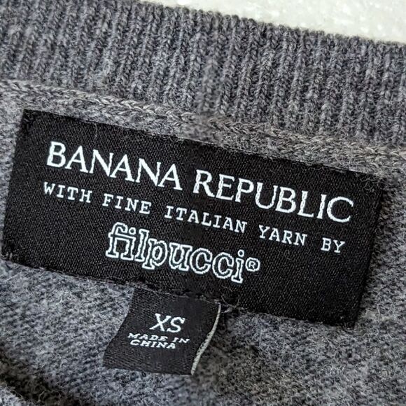 Banana Republic Italian Merino Wool Cashmere Blend Crew Silver Bead Sweater XS - Picture 5 of 5